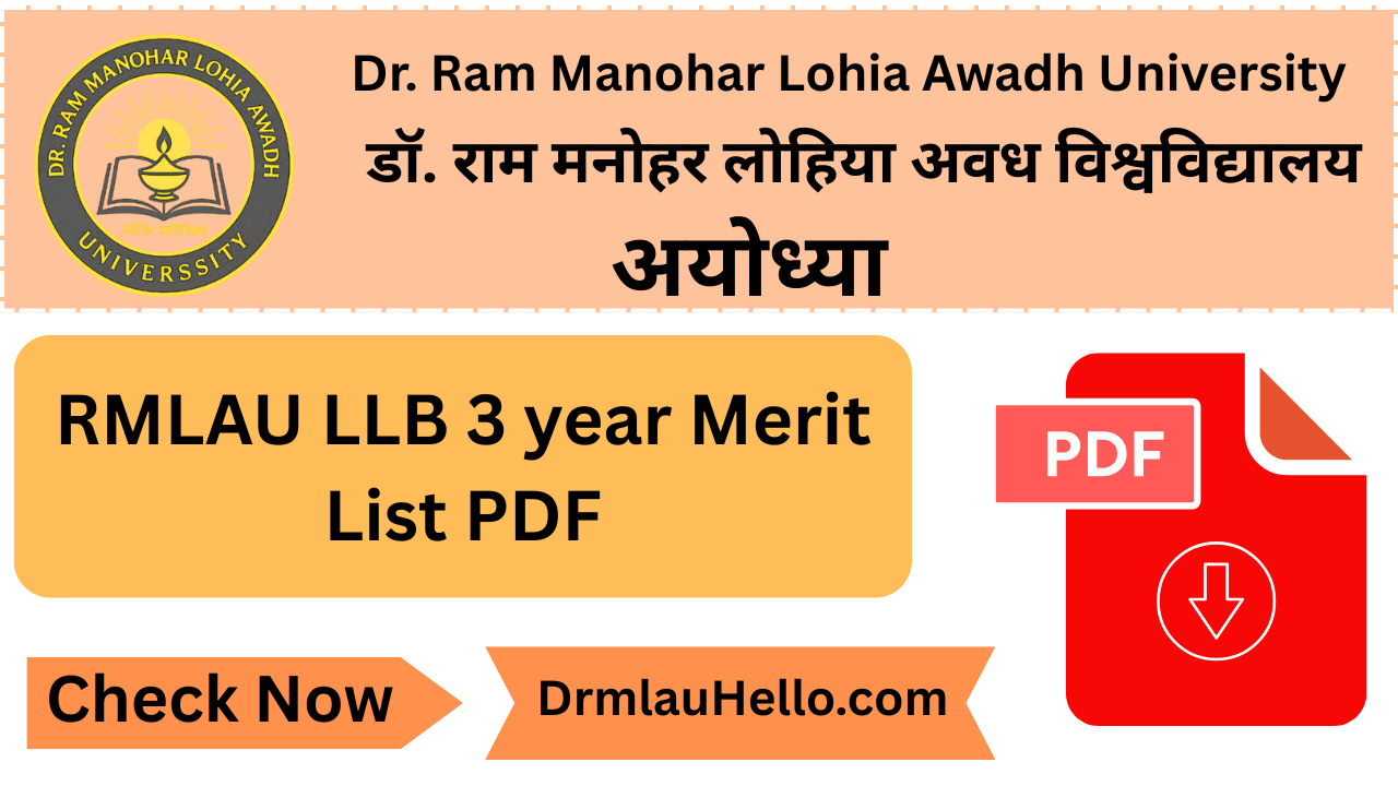 Rmlau LLb 3year Merit list PDF download