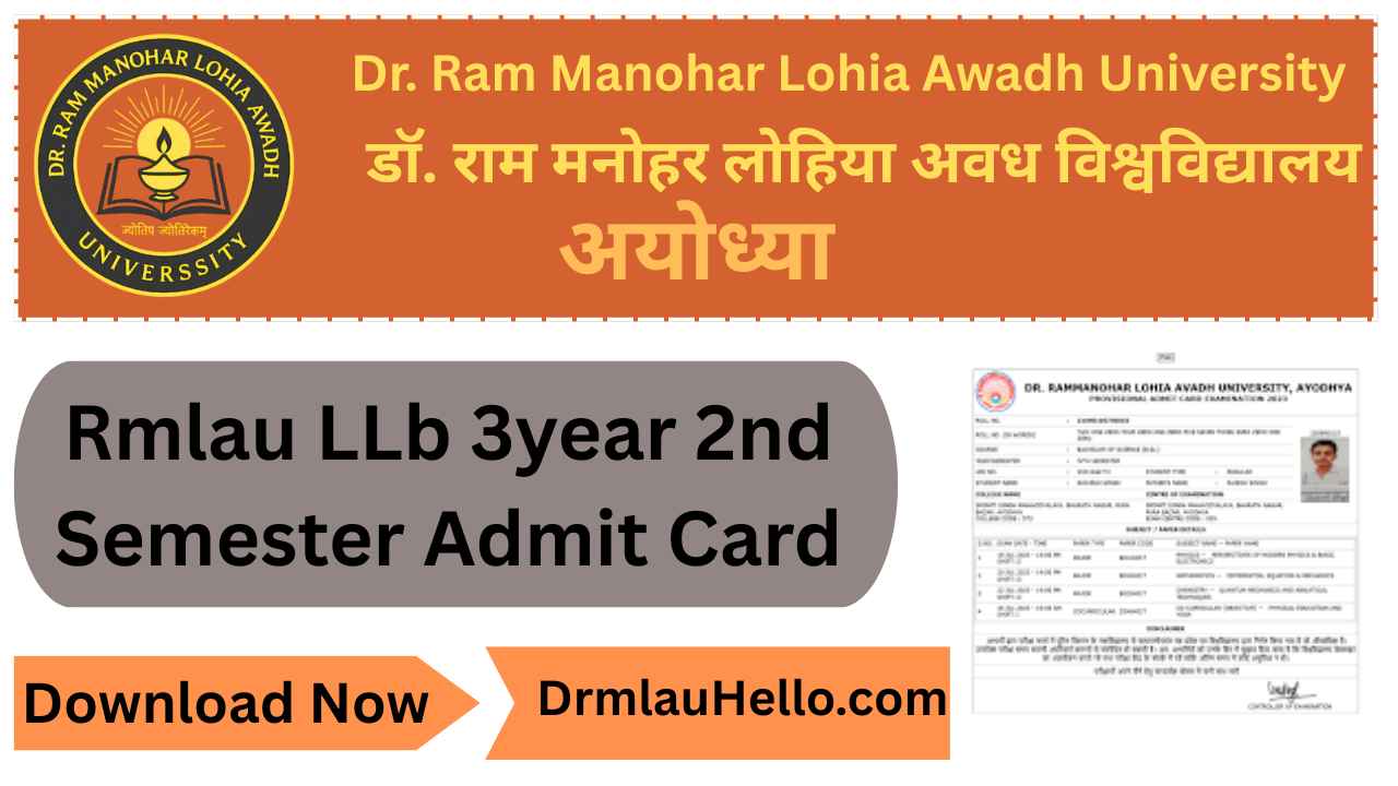 Rmlau LLb 3year 2nd Semester Admit Card