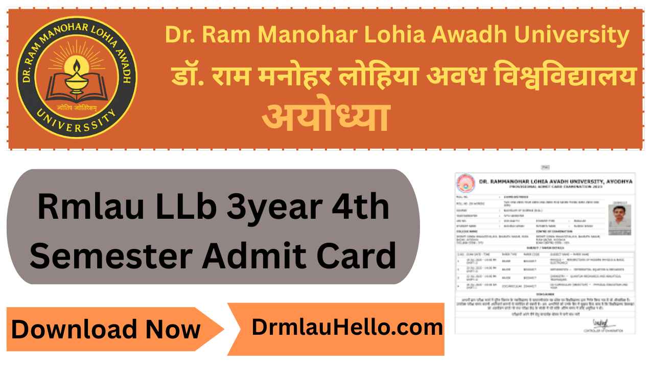 Rmlau LLb 3year 4th Semester Admit Card