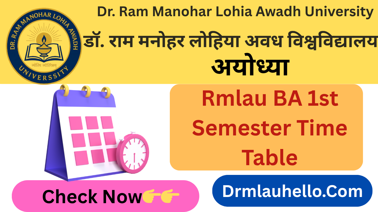 Rmlau BA 1st Semester Exam Time Table 2025