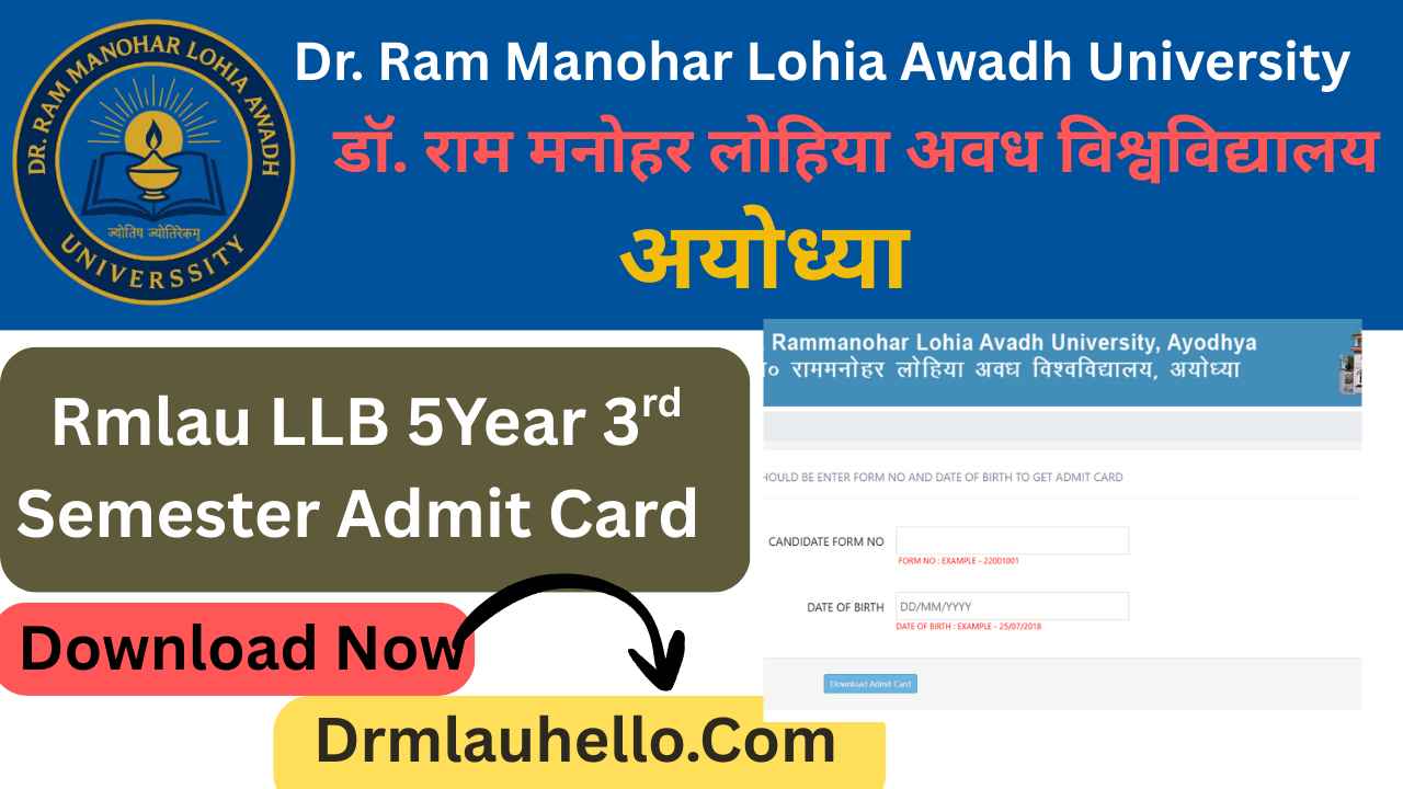 Rmlau LLB 5Year 3rd Semester Admit Card