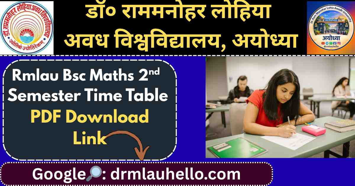 RMLAU BSc Maths 2nd Semester Time Table