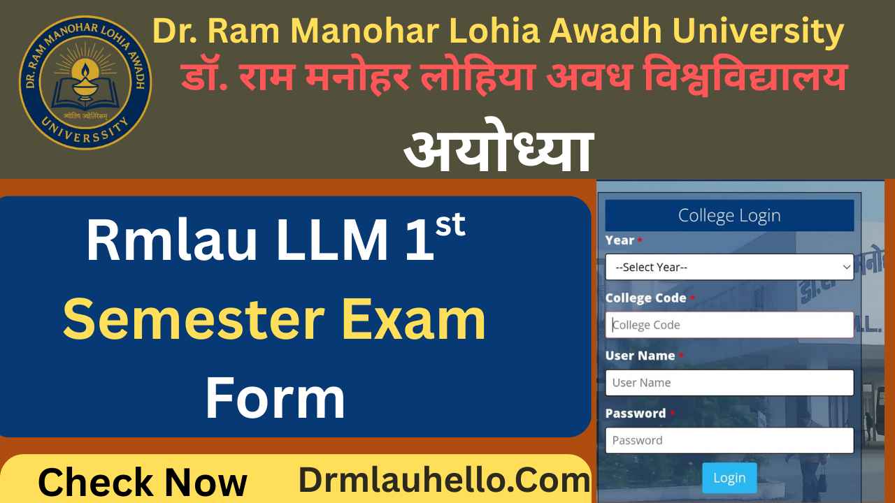 Rmlau LLM 1st Semester Exam Form