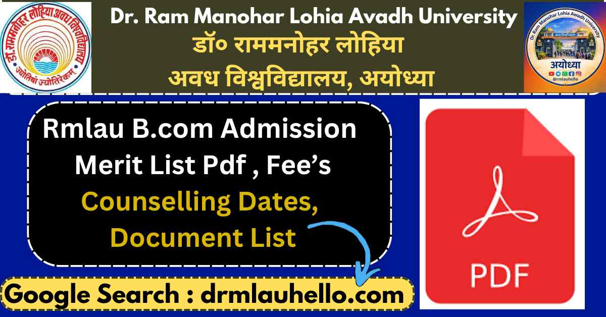Rmlau B.com Admission Merit List