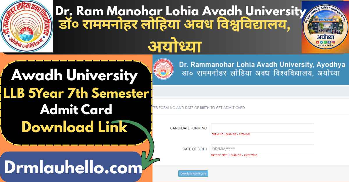 Rmlau LLB 5Year 7th Semester Admit Card