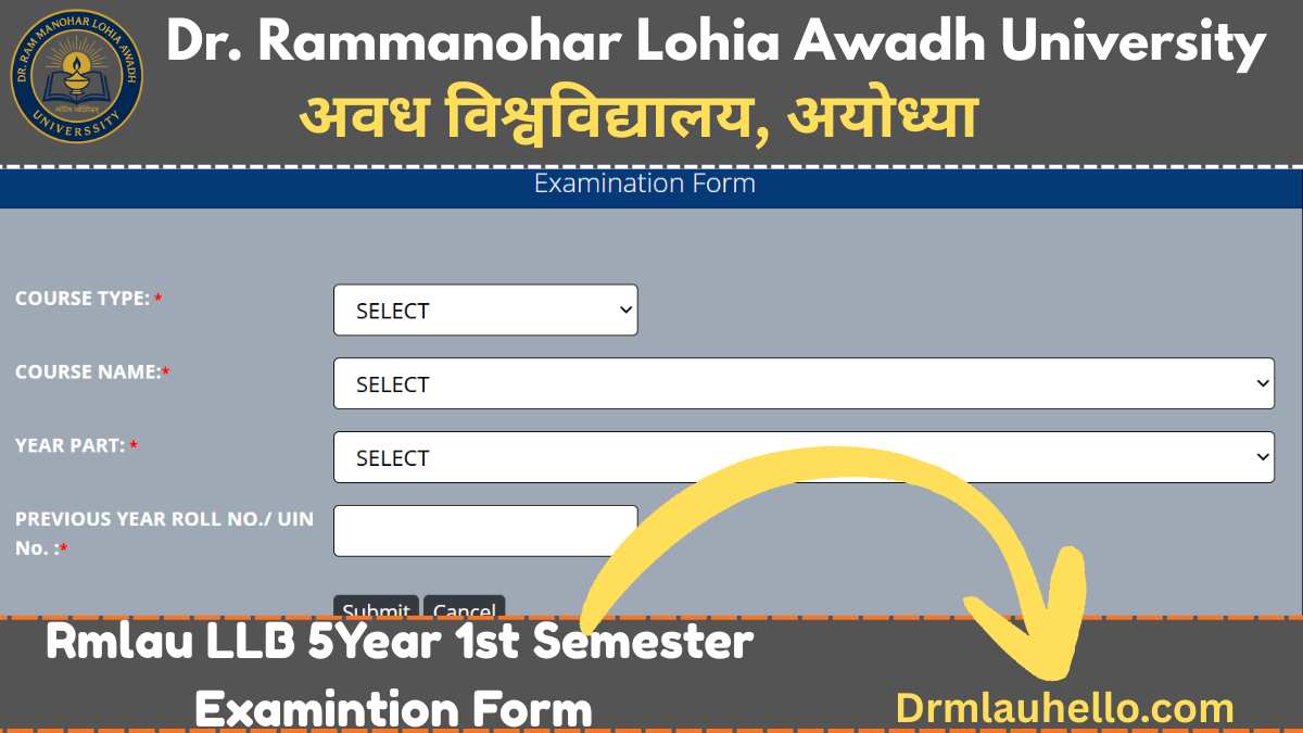 Rmlau LLB 5Year 1st Semester Exam Form