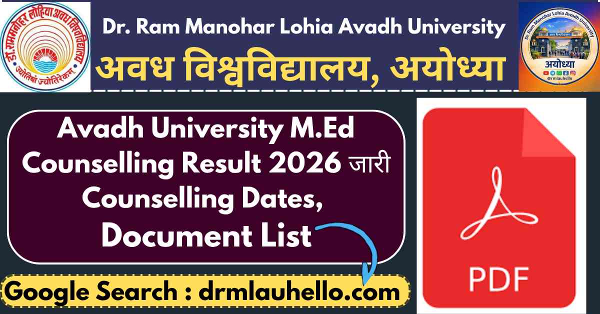 Avadh University M.Ed Counselling Result 2026