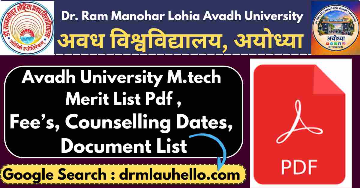 Rmlau M.tech Merit List